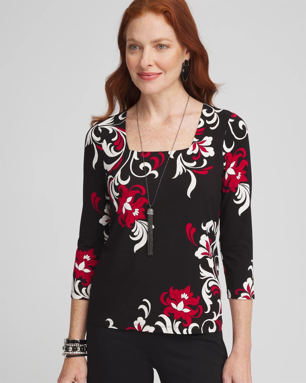 Touch of Cool™ Swirl Square Neck Tee | Chico's